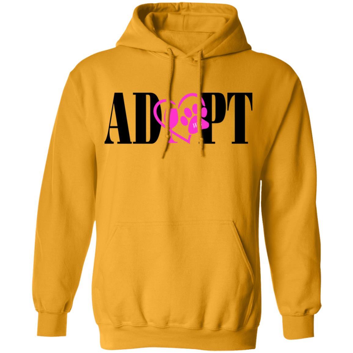 Sweatshirts Gold / S WineyBitches.Co “Adopt” Pullover Hoodie 8 oz.- Pink Heart- Blk Lettering WineyBitchesCo