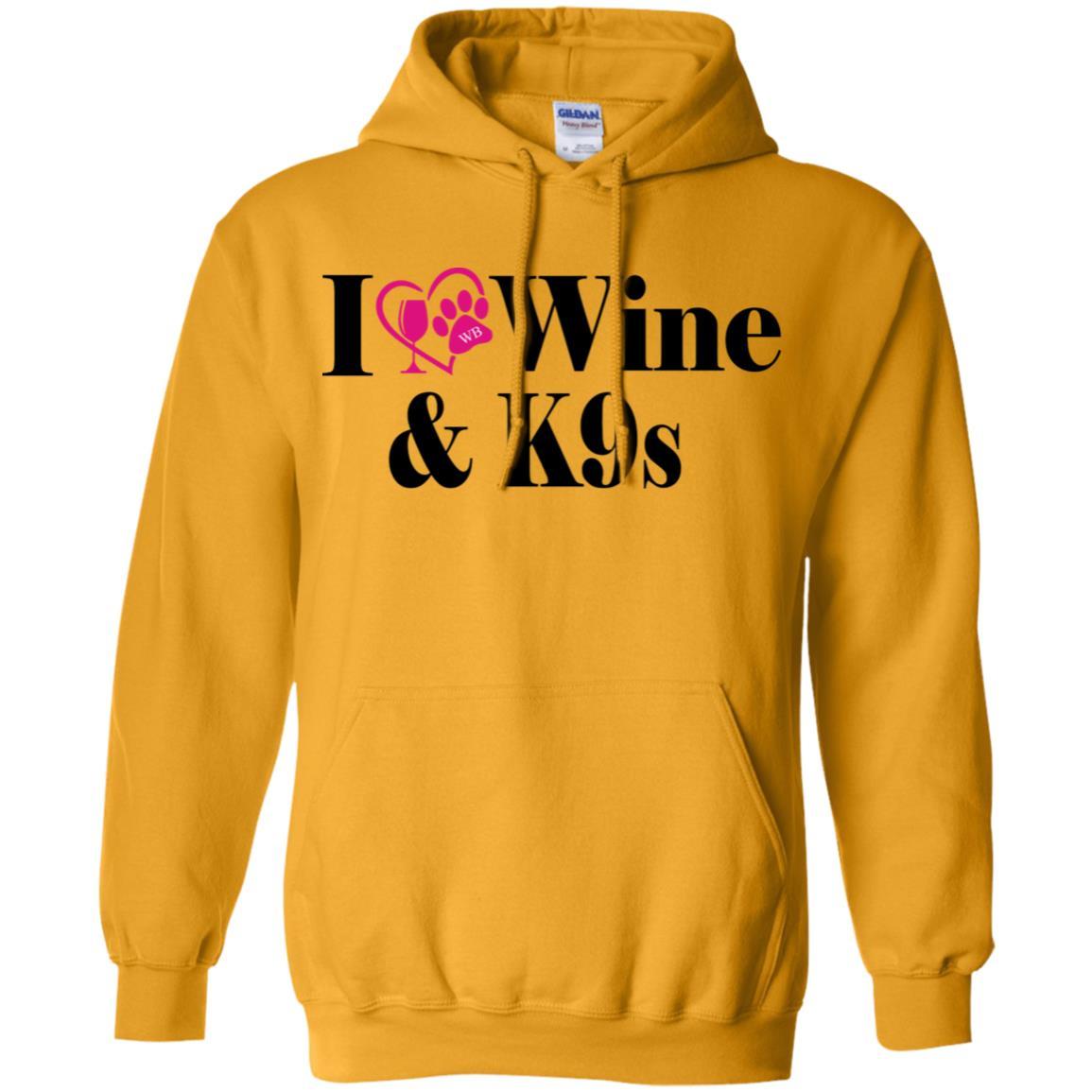 Sweatshirts Gold / S WineyBitches.Co "I Love Wine and K9s" Pullover Hoodie 8 oz. WineyBitchesCo