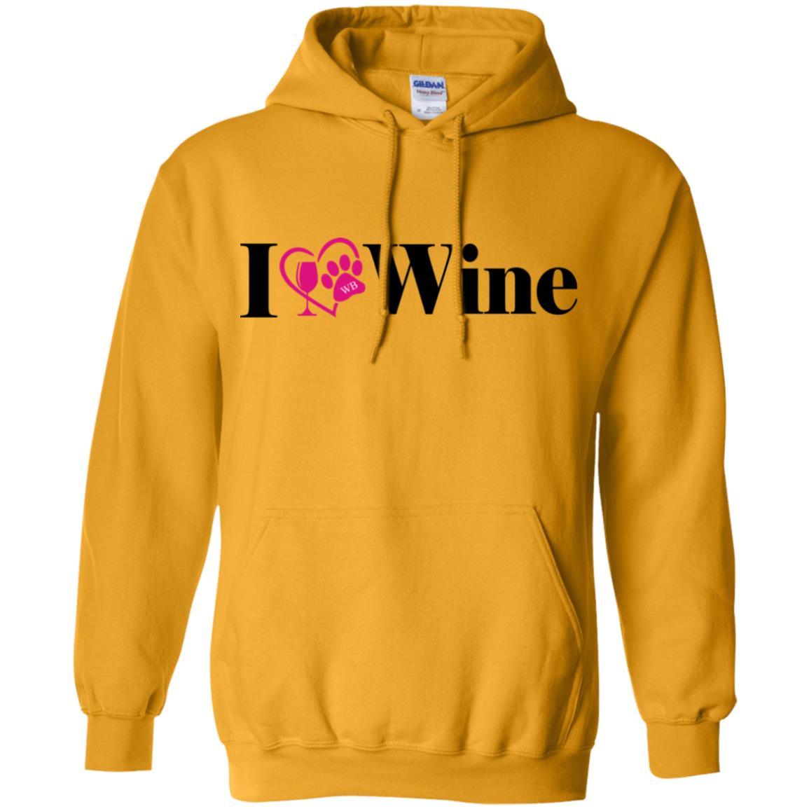 Sweatshirts Gold / S WineyBitches.Co "I Love Wine" Gildan Pullover Hoodie 8 oz. WineyBitchesCo