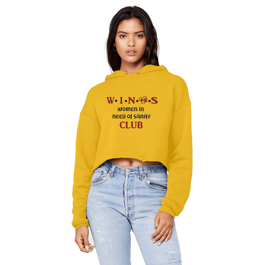 Sweatshirts Gold / XS WineyBitches.Co Winos Club Unisex Cropped Raw Edge Boyfriend Hoodie WineyBitchesCo