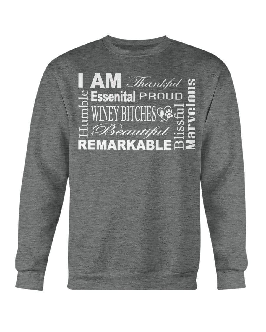 Sweatshirts Graphite Heather / S Winey Bitches Co "I Am Essential" White Letters-Sweatshirt - Crew WineyBitchesCo