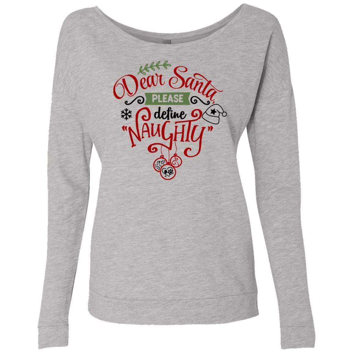Sweatshirts Heather Grey / S WineyBitches.Co Ladies' "Dear Santa Please Define Naughty"French Terry Scoop WineyBitchesCo
