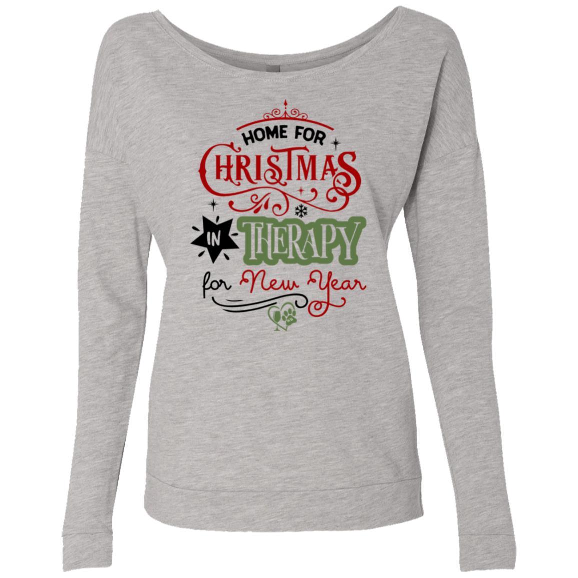 Sweatshirts Heather Grey / S WineyBitches.Co Ladies' "Home For Christmas In Therapy On New Years" French Terry Scoop WineyBitchesCo