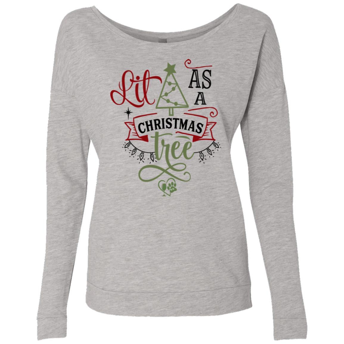 Sweatshirts Heather Grey / S WineyBitches.Co Ladies' "Lit As A Christmas Tree" French Terry Scoop WineyBitchesCo