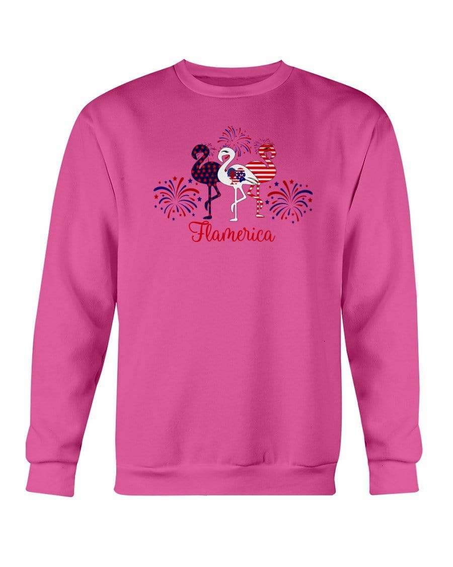 Sweatshirts Heliconia / S Winey Bitches Co "Flamerica" Patriotic Flamingo Sweatshirt - Crew WineyBitchesCo