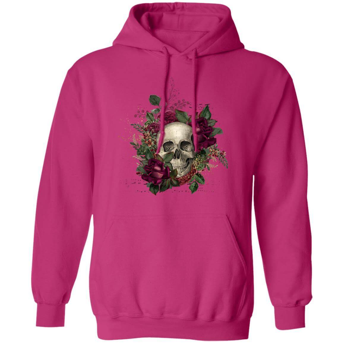 Sweatshirts Heliconia / S Winey Bitches Co Floral Skull Design #2 Pullover Hoodie 8 oz. WineyBitchesCo