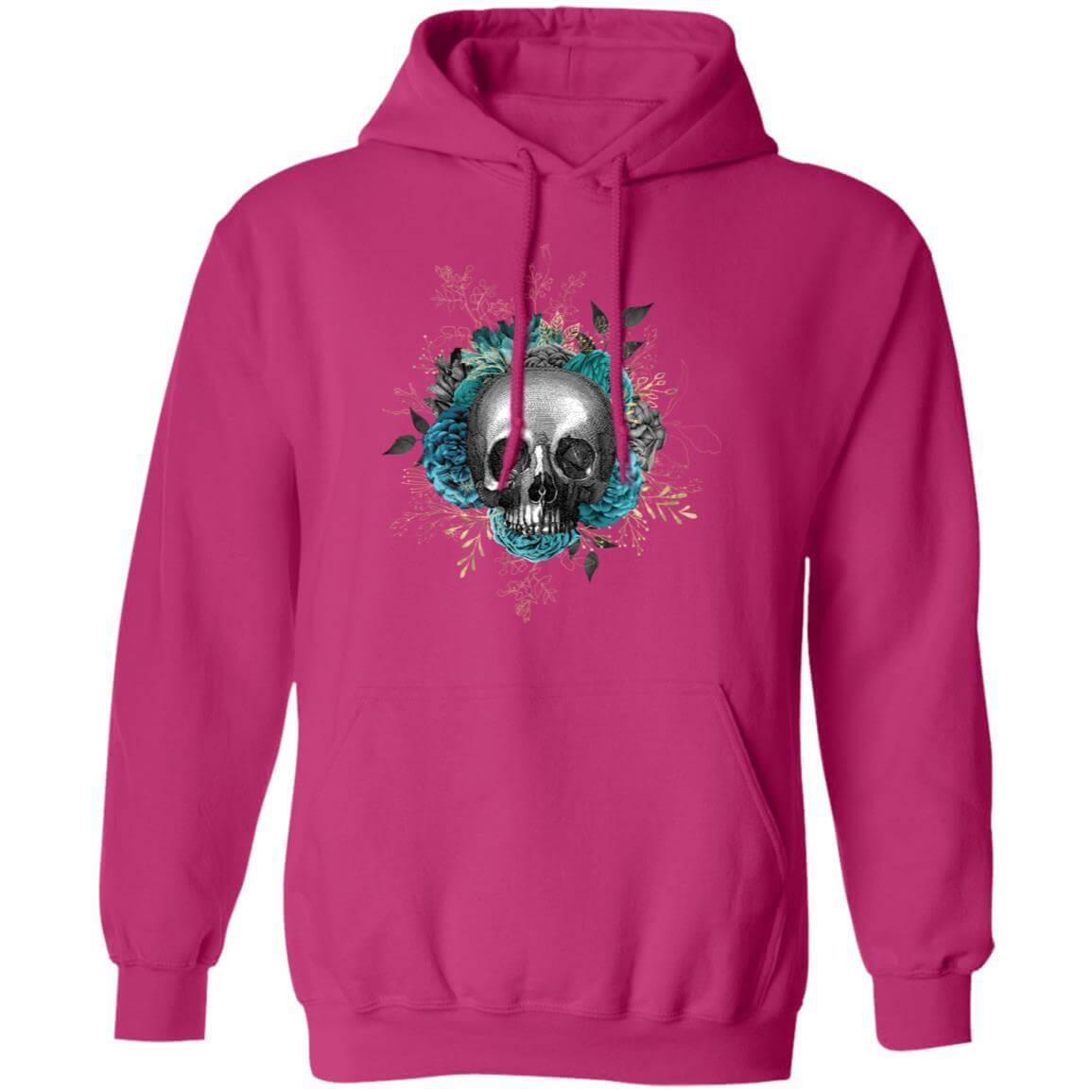 Sweatshirts Heliconia / S Winey Bitches Co Floral Skull Design #3 Pullover Hoodie 8 oz. WineyBitchesCo