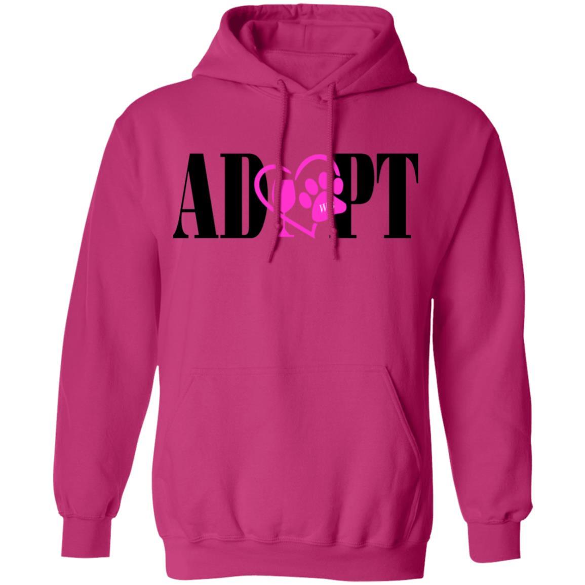 Sweatshirts Heliconia / S WineyBitches.Co “Adopt” Pullover Hoodie 8 oz.- Pink Heart- Blk Lettering WineyBitchesCo