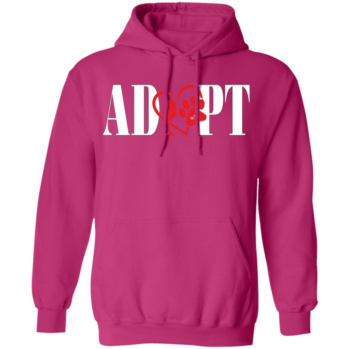 Sweatshirts Heliconia / S WineyBitches.Co “Adopt” Pullover Hoodie 8 oz.-Red Heart-White Lettering WineyBitchesCo