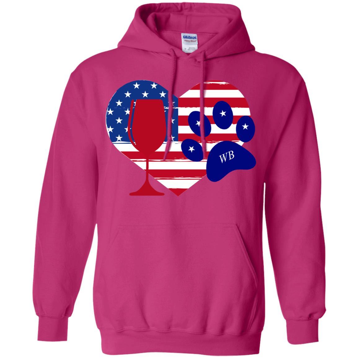 Sweatshirts Heliconia / S WineyBitches.Co American Wine Paw Heart Pullover Hoodie 8 oz. WineyBitchesCo