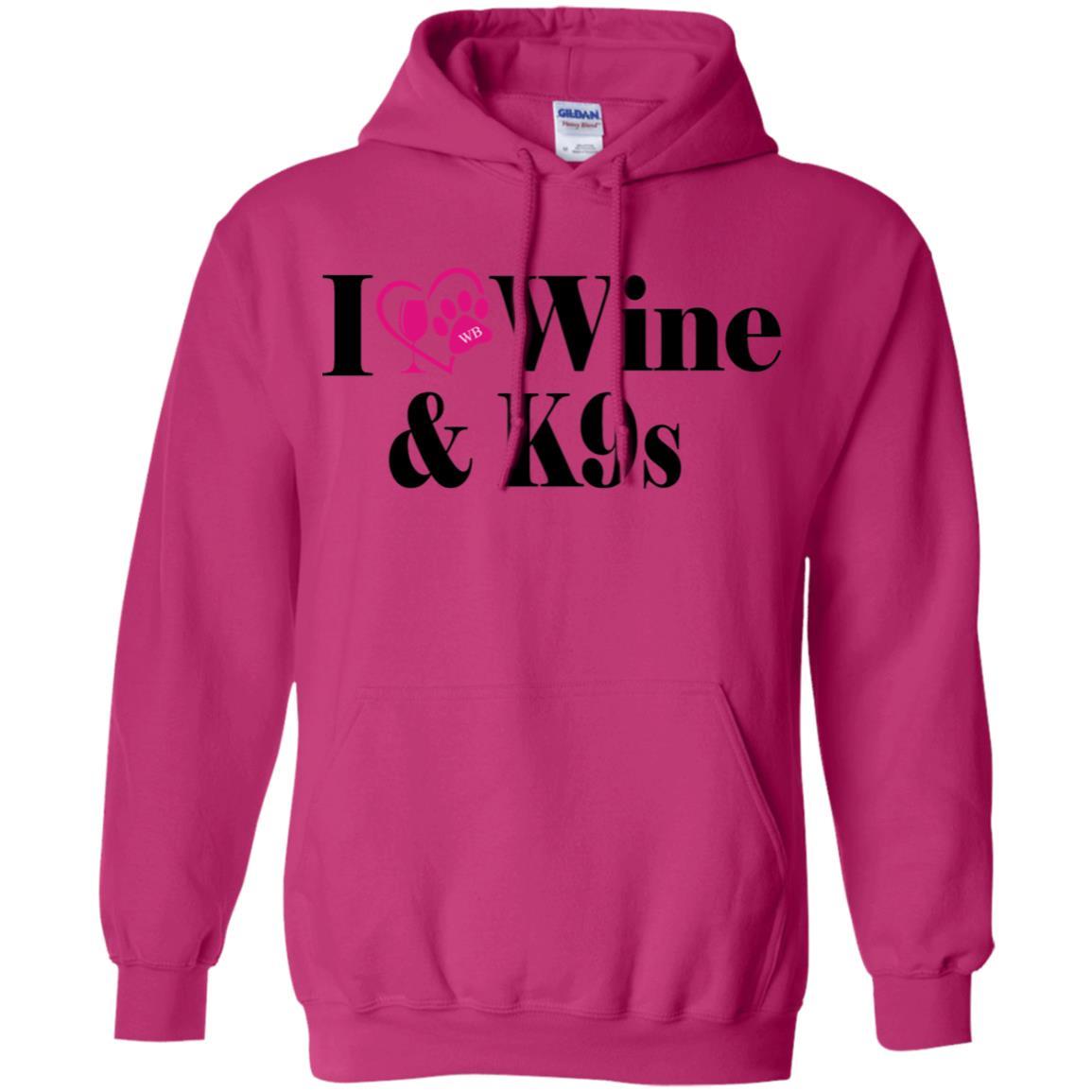 Sweatshirts Heliconia / S WineyBitches.Co "I Love Wine and K9s" Pullover Hoodie 8 oz. WineyBitchesCo