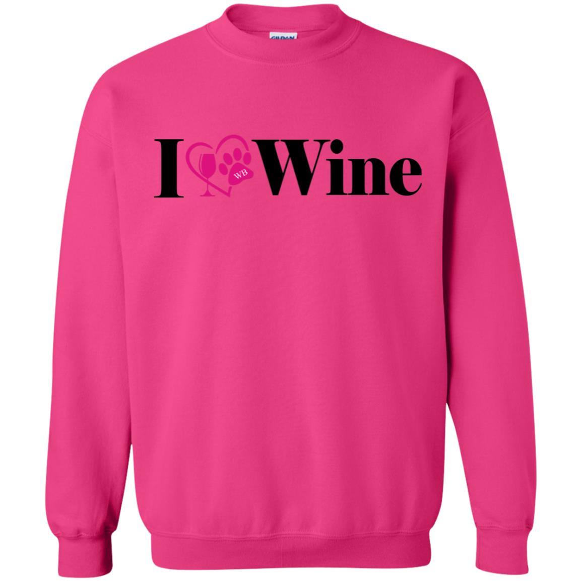 Sweatshirts Heliconia / S WineyBitches.Co "I Love Wine" Gildan Crewneck Pullover Sweatshirt  8 oz. WineyBitchesCo