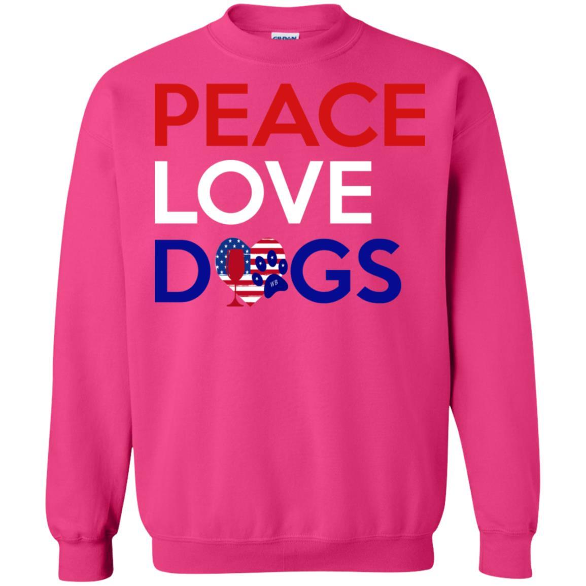 Sweatshirts Heliconia / S WineyBitches.Co Peace Love Dogs Crewneck Pullover Sweatshirt  8 oz. WineyBitchesCo