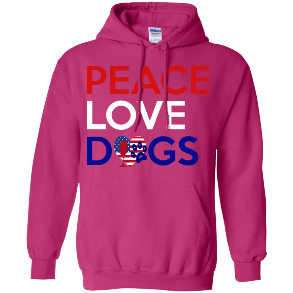 Sweatshirts Heliconia / S WineyBitches.Co Peace Love Dogs Pullover Hoodie 8 oz. WineyBitchesCo