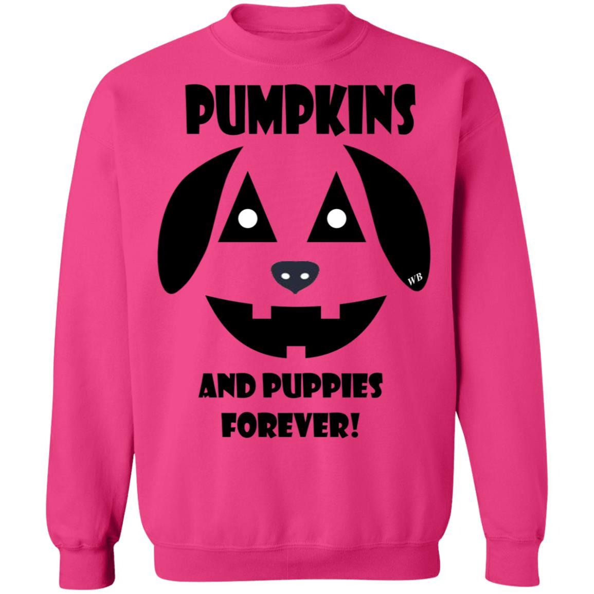 Sweatshirts Heliconia / S WineyBitches.Co "Pumpkins and Puppies Forever" Halloween Crewneck Pullover Sweatshirt  8 oz. WineyBitchesCo