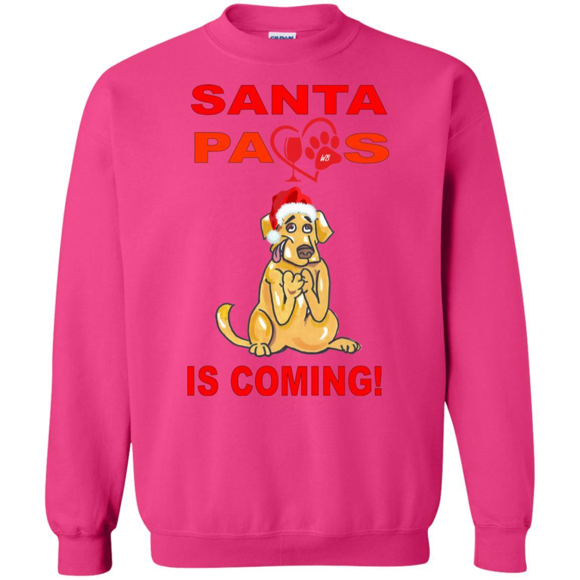 Sweatshirts Heliconia / S WineyBitches.co "Santa Paws Is Coming" Crewneck Pullover Sweatshirt  8 oz. WineyBitchesCo