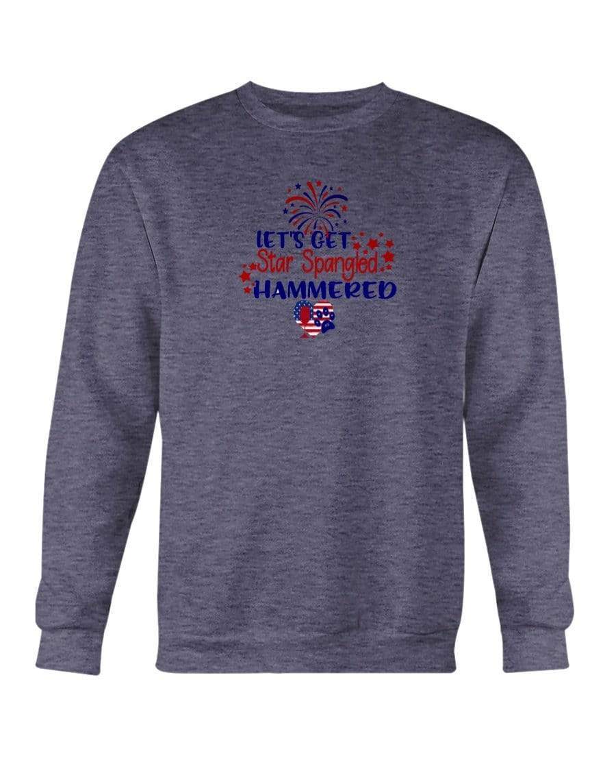 Sweatshirts Ht Sprt Drk Navy / S Winey Bitches Co "Let's Get Star Spangled Hammered" Sweatshirt - Crew WineyBitchesCo