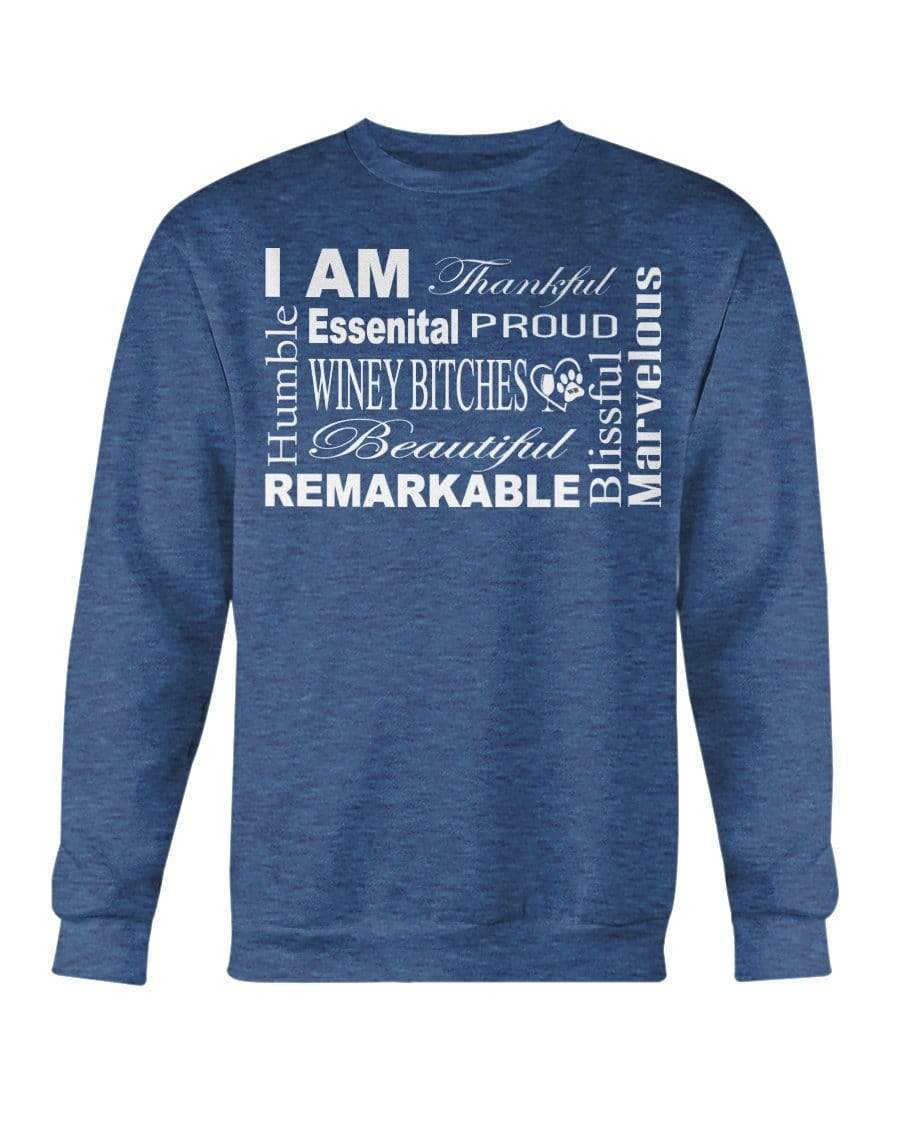 Sweatshirts Hthr Sport Royal / S Winey Bitches Co "I Am Essential" White Letters-Sweatshirt - Crew WineyBitchesCo
