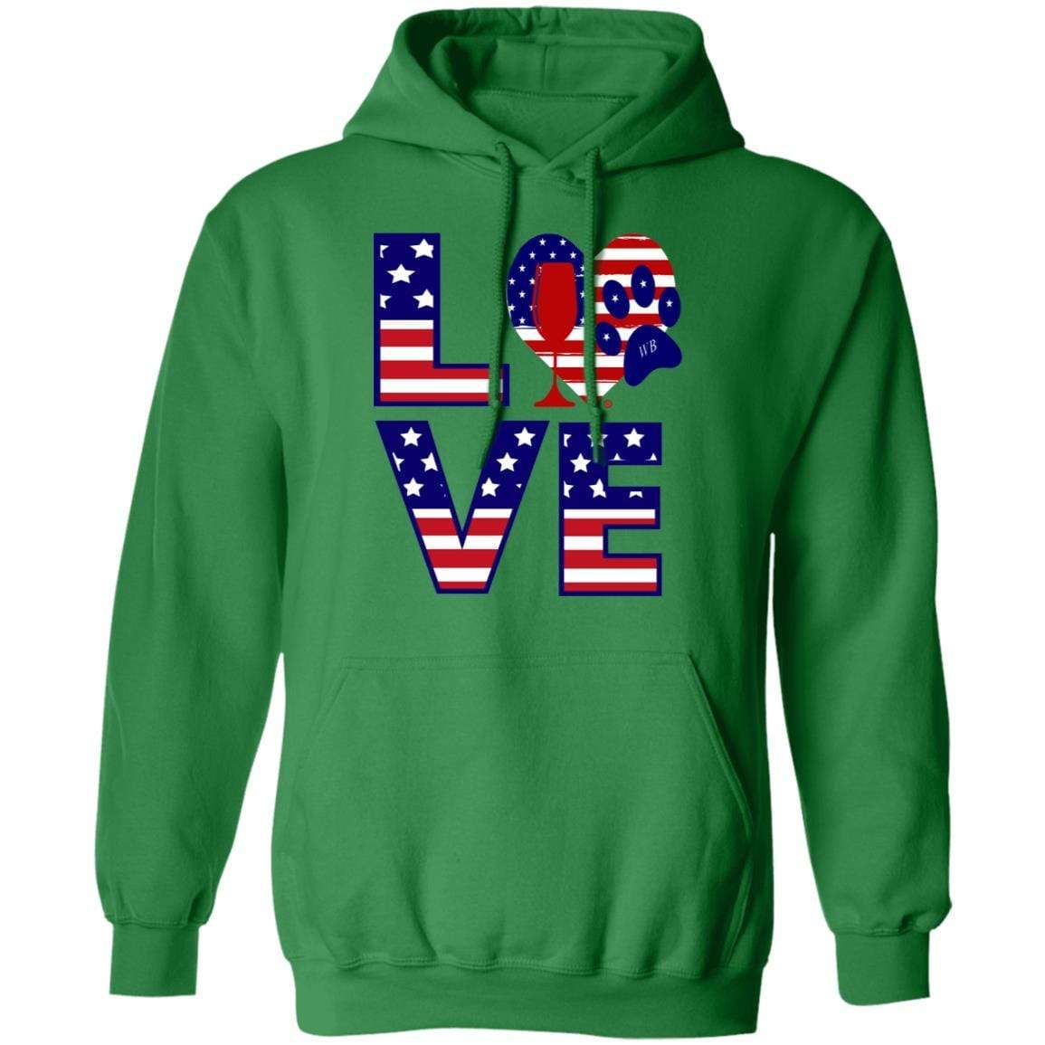 Sweatshirts Irish Green / S Winey Bitches Co "American Love Paw" Pullover Hoodie 8 oz. WineyBitchesCo