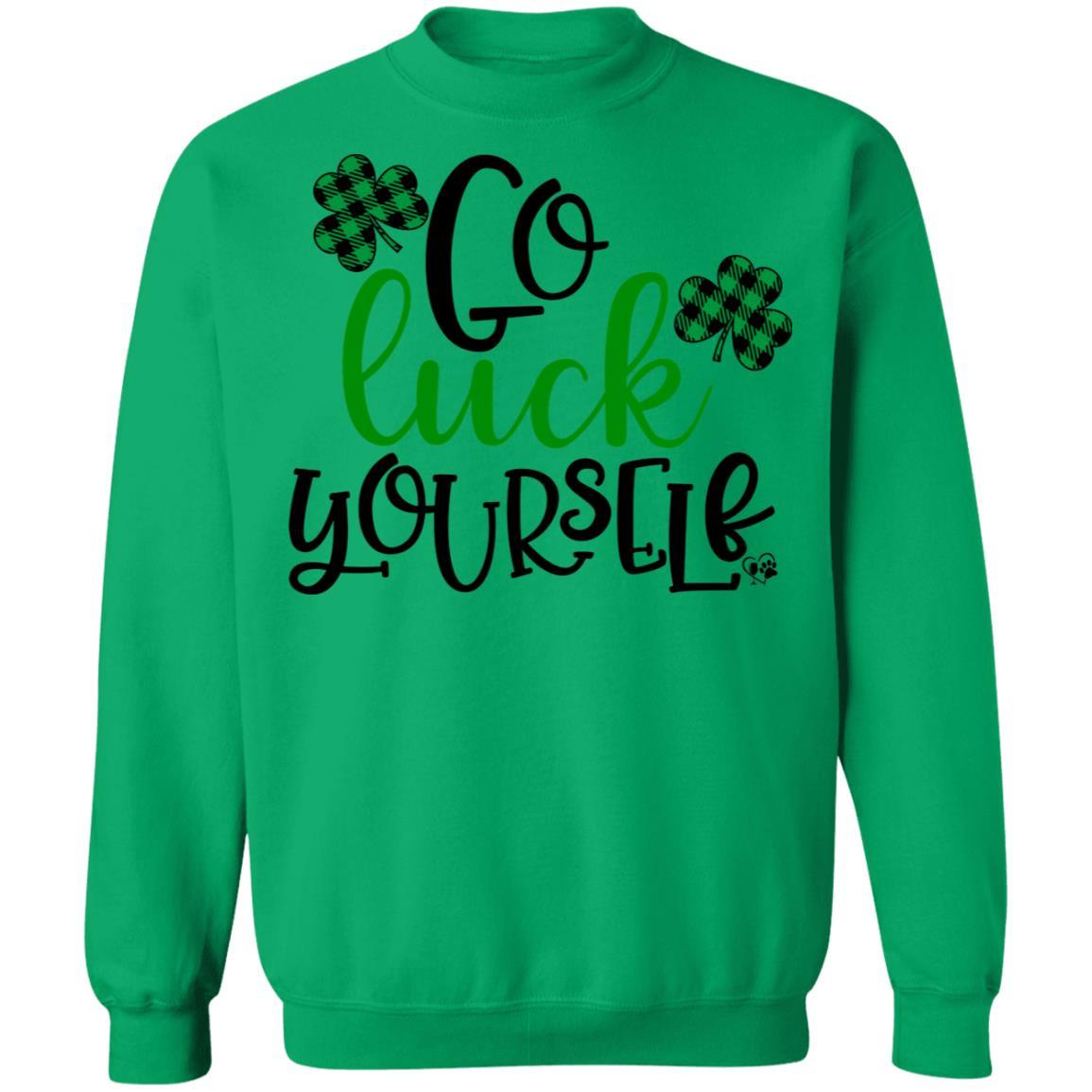 Sweatshirts Irish Green / S Winey Bitches Co "Go Luck Yourself" Crewneck Pullover Sweatshirt  8 oz. WineyBitchesCo