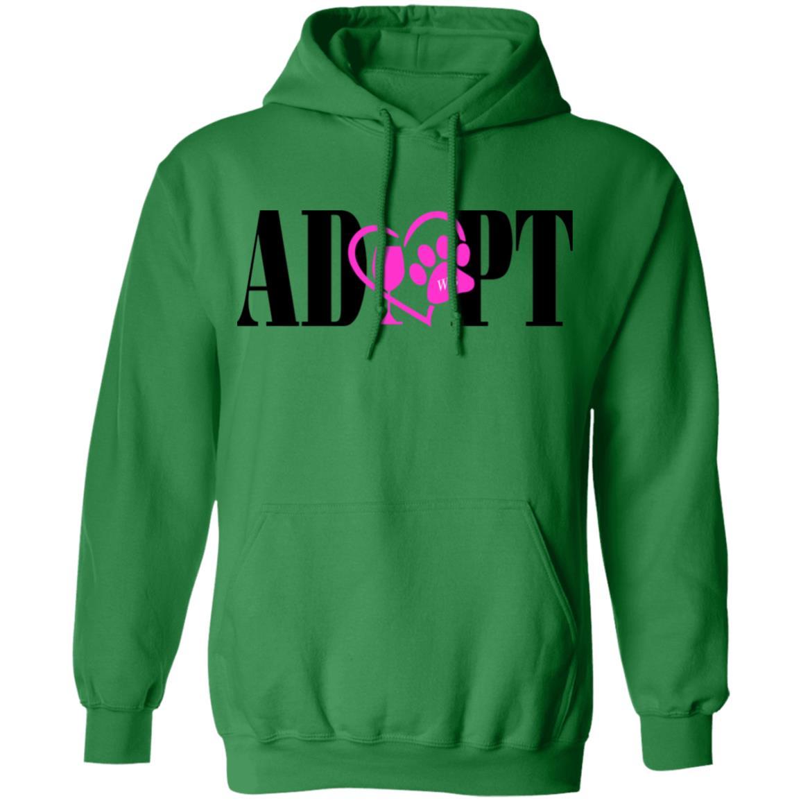 Sweatshirts Irish Green / S WineyBitches.Co “Adopt” Pullover Hoodie 8 oz.- Pink Heart- Blk Lettering WineyBitchesCo