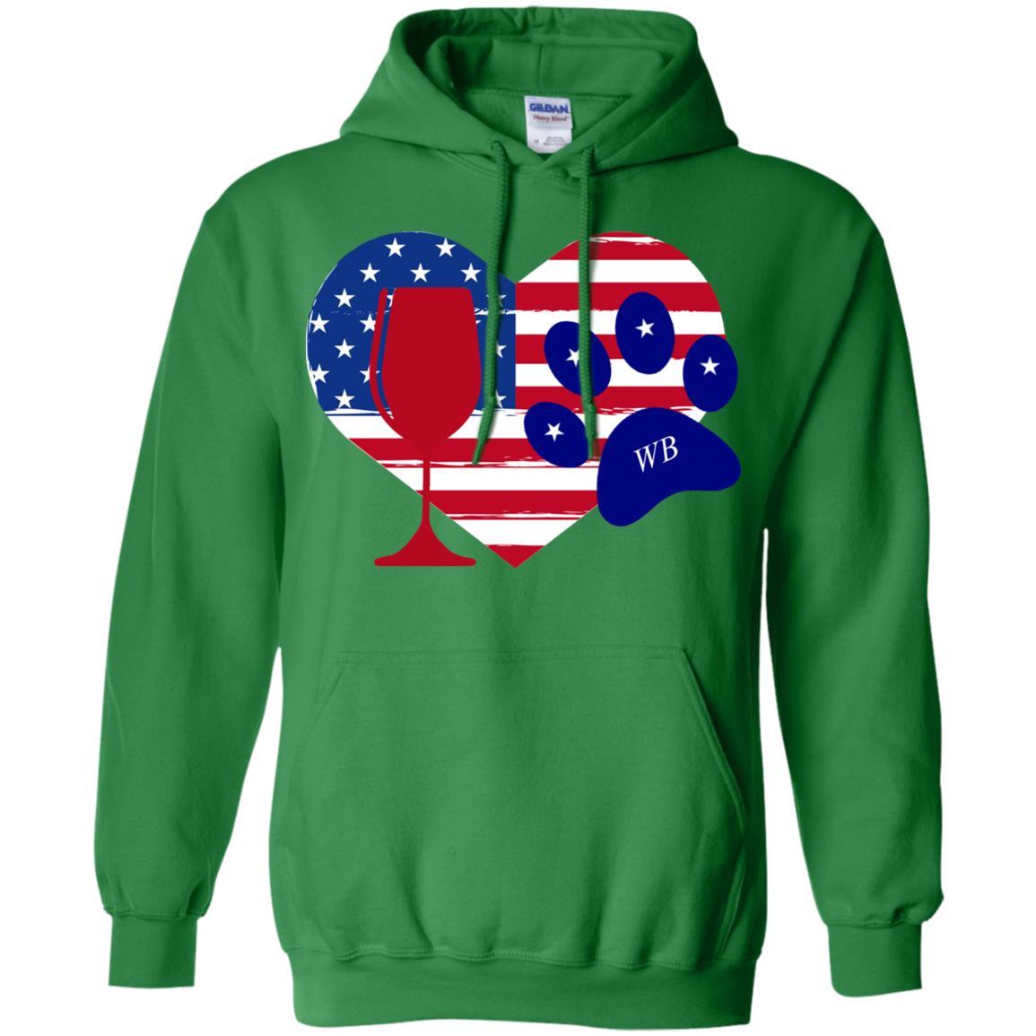 Sweatshirts Irish Green / S WineyBitches.Co American Wine Paw Heart Pullover Hoodie 8 oz. WineyBitchesCo