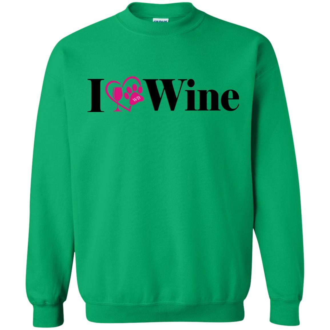 Sweatshirts Irish Green / S WineyBitches.Co "I Love Wine" Gildan Crewneck Pullover Sweatshirt  8 oz. WineyBitchesCo