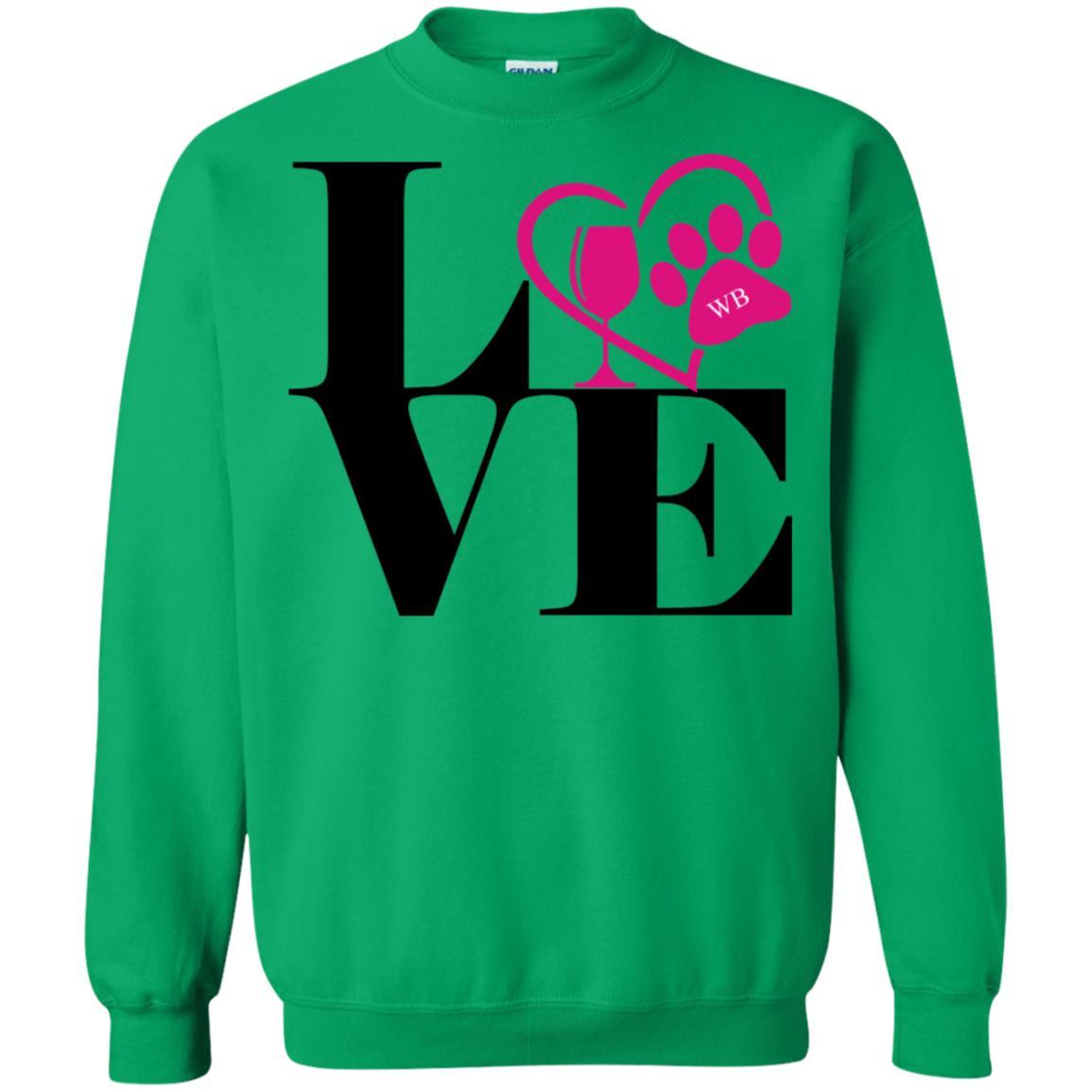 Sweatshirts Irish Green / S WineyBitches.Co "Love Paw 2" Crewneck Pullover Sweatshirt  8 oz. WineyBitchesCo