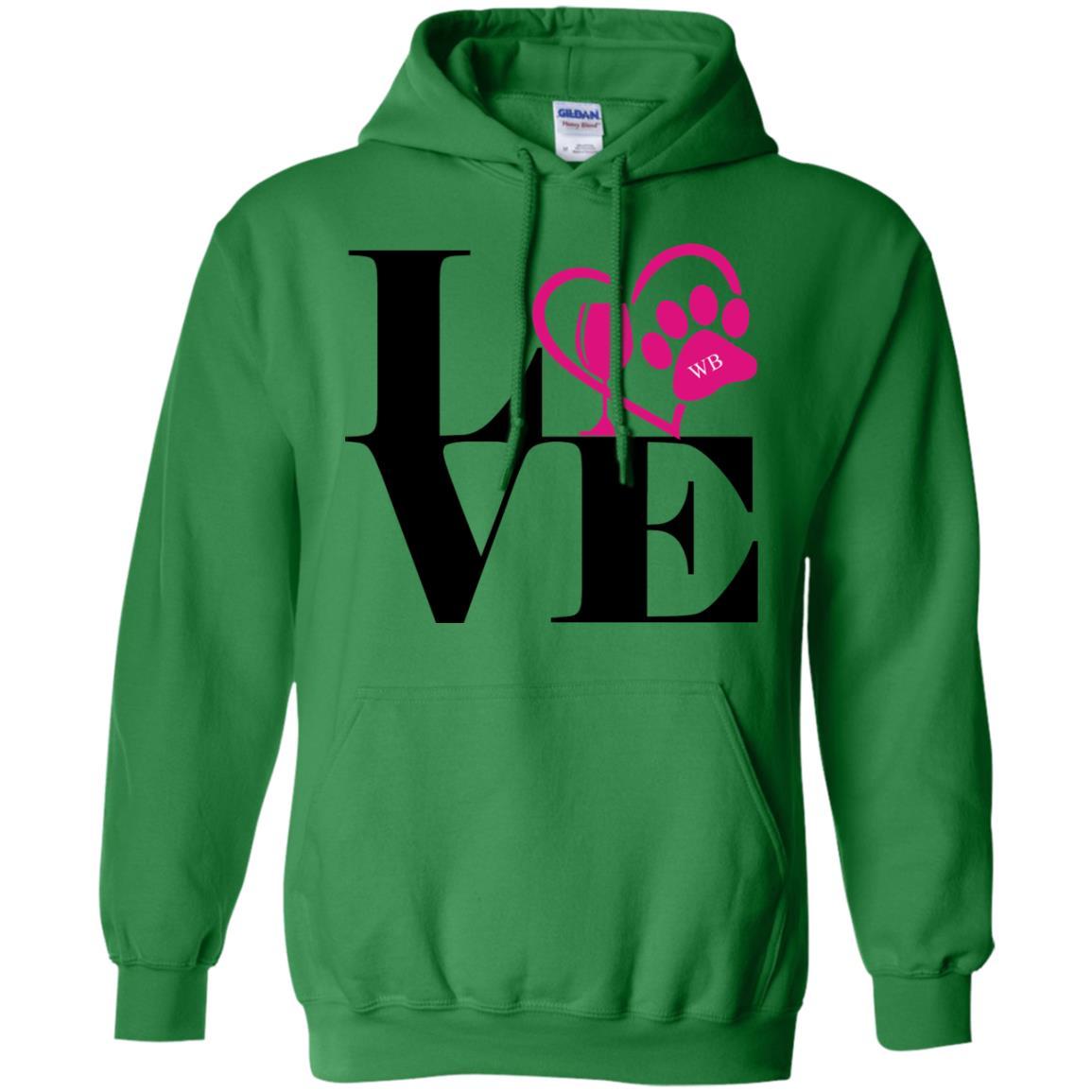 Sweatshirts Irish Green / S WineyBitches.Co "Love Paw 2" Pullover Hoodie 8 oz. WineyBitchesCo