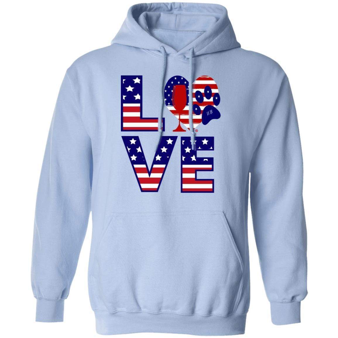 Sweatshirts Light Blue / S Winey Bitches Co "American Love Paw" Pullover Hoodie 8 oz. WineyBitchesCo