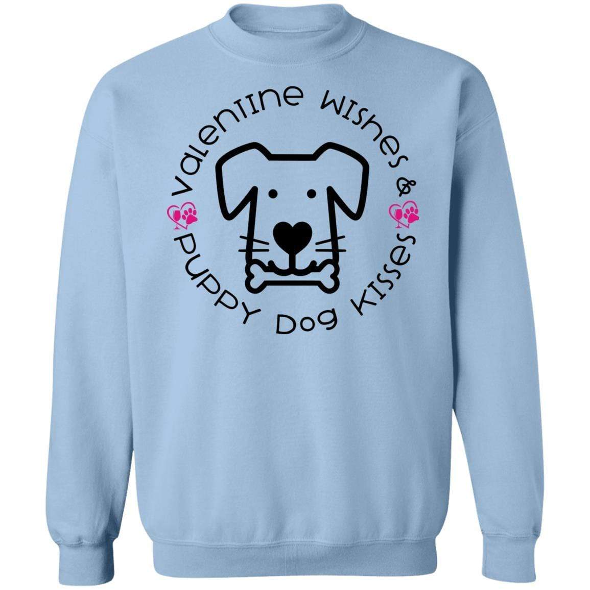 Sweatshirts Light Blue / S Winey Bitches Co Crewneck 'Valentine Wishes and Puppy Dog Kisses" (Dog) Pullover Sweatshirt  8 oz. WineyBitchesCo