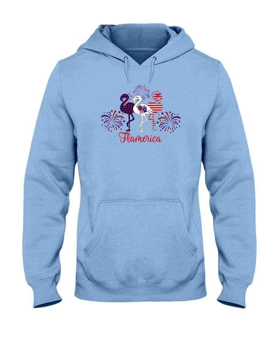 Sweatshirts Light Blue / S Winey Bitches Co "Flamerica" Patriotic Flamingo 50/50 Hoodie WineyBitchesCo