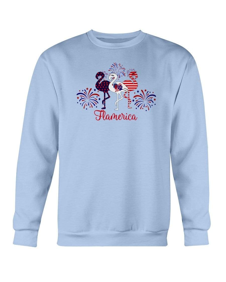 Sweatshirts Light Blue / S Winey Bitches Co "Flamerica" Patriotic Flamingo Sweatshirt - Crew WineyBitchesCo
