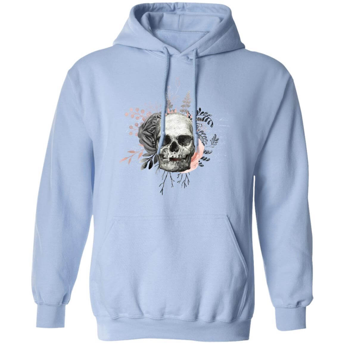 Sweatshirts Light Blue / S Winey Bitches Co Floral Skull Design #4 Pullover Hoodie 8 oz. WineyBitchesCo