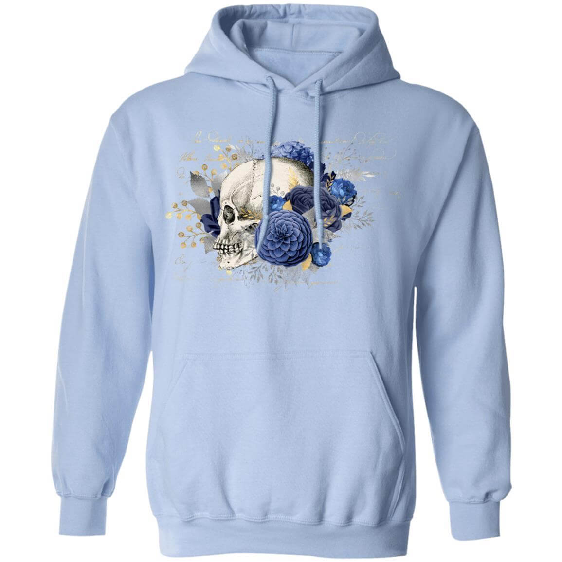 Sweatshirts Light Blue / S Winey Bitches Co Floral Skull Design #5 Pullover Hoodie 8 oz. WineyBitchesCo