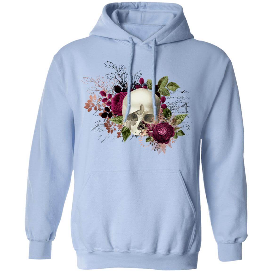 Sweatshirts Light Blue / S Winey Bitches Co Floral Skull Design #6 Pullover Hoodie 8 oz. WineyBitchesCo