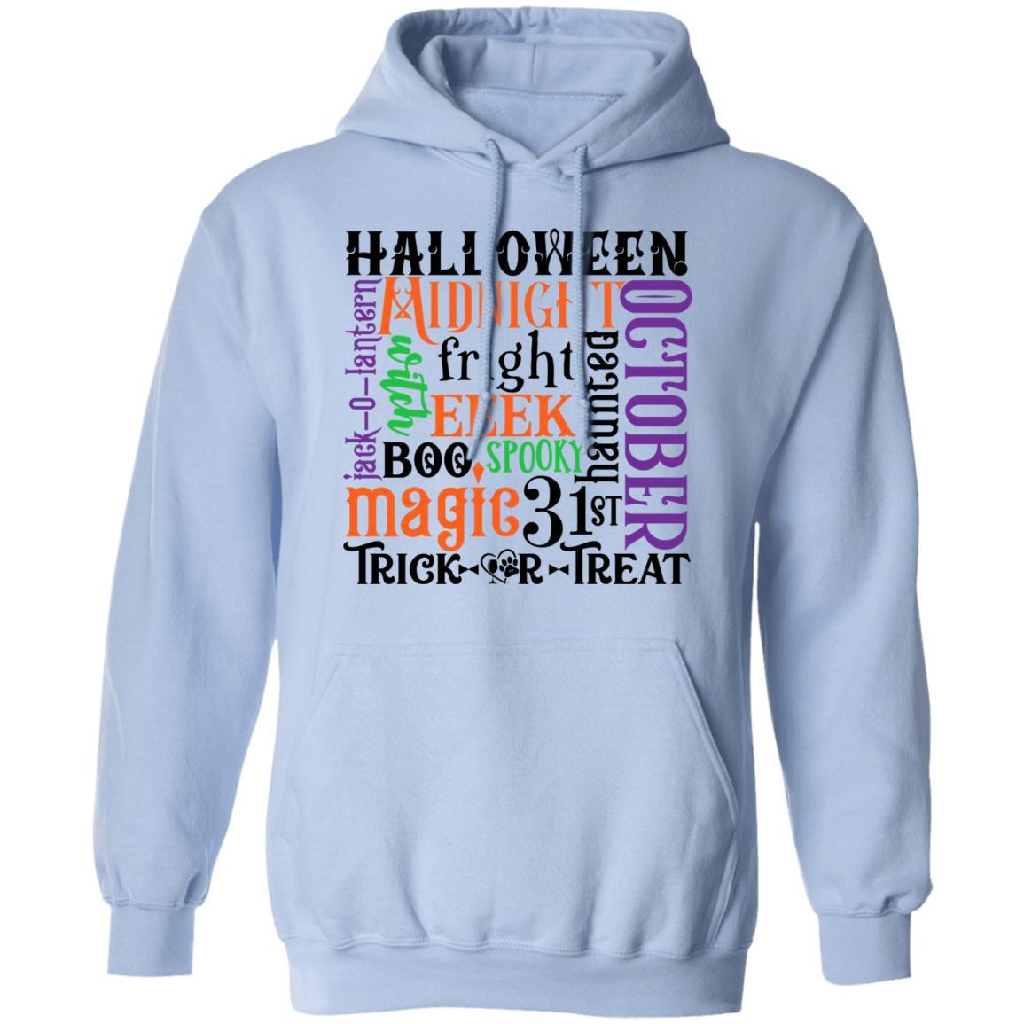 Sweatshirts Light Blue / S Winey Bitches Co "Halloween Word Jumble" Pullover Hoodie 8 oz. WineyBitchesCo