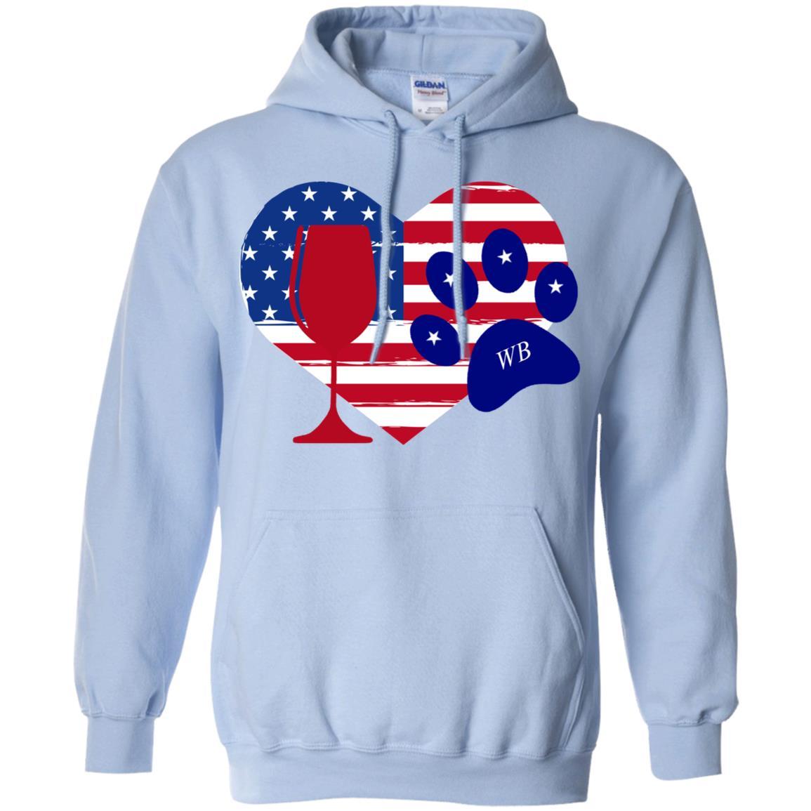 Sweatshirts Light Blue / S WineyBitches.Co American Wine Paw Heart Pullover Hoodie 8 oz. WineyBitchesCo