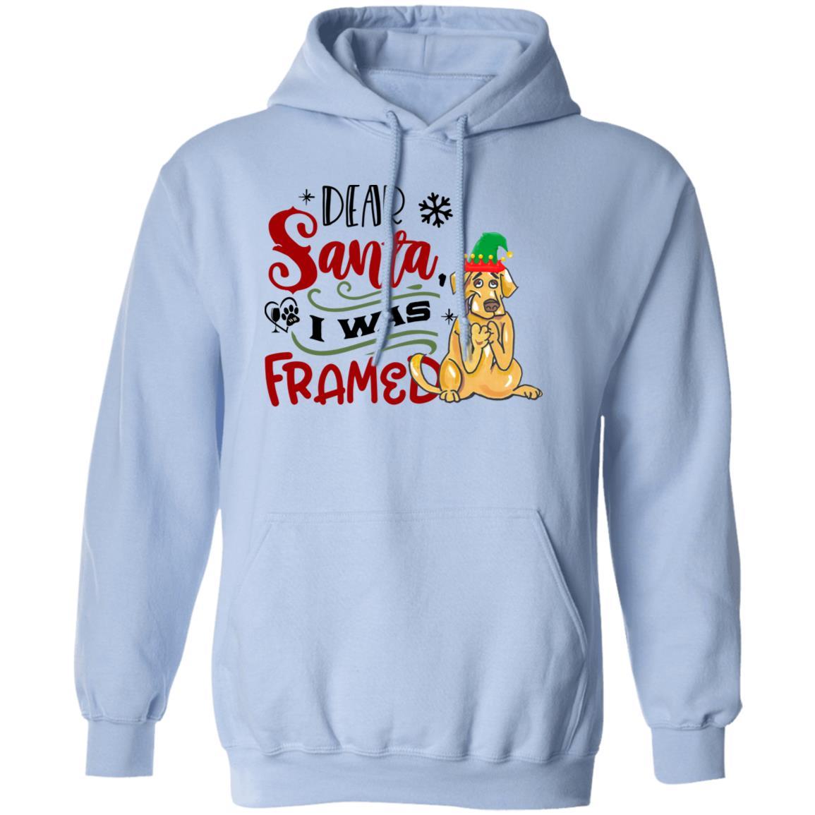 Sweatshirts Light Blue / S WineyBitches.Co " Dear Santa I Was Framed" Pullover Hoodie 8 oz. WineyBitchesCo