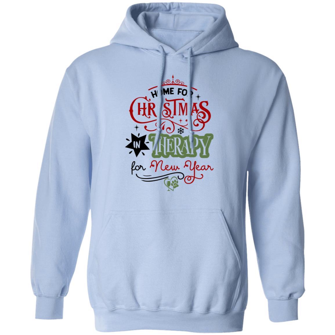 Sweatshirts Light Blue / S WineyBitches.Co "Home For Christmas, In Therapy For New Years" Pullover Hoodie 8 oz. WineyBitchesCo