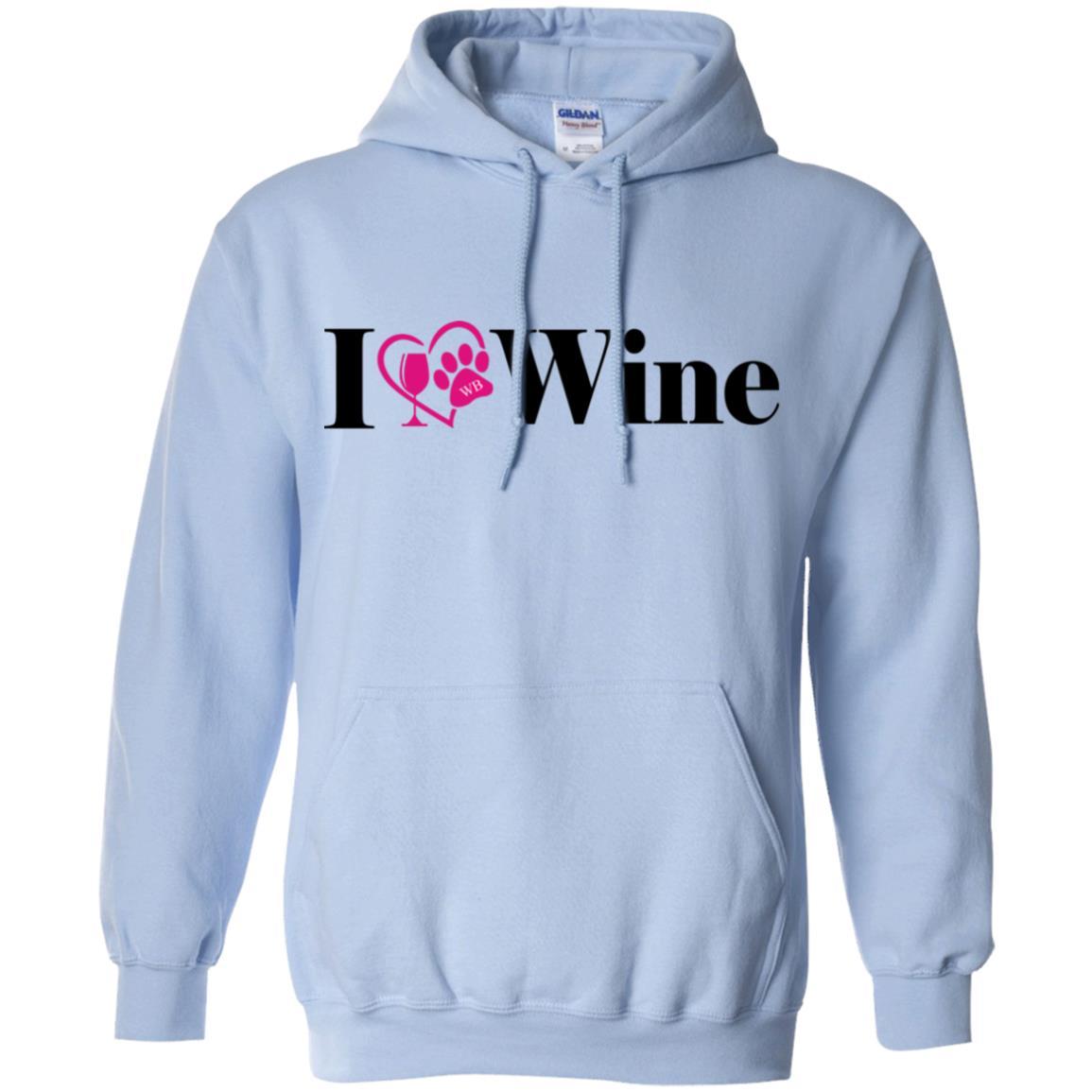 Sweatshirts Light Blue / S WineyBitches.Co "I Love Wine" Gildan Pullover Hoodie 8 oz. WineyBitchesCo