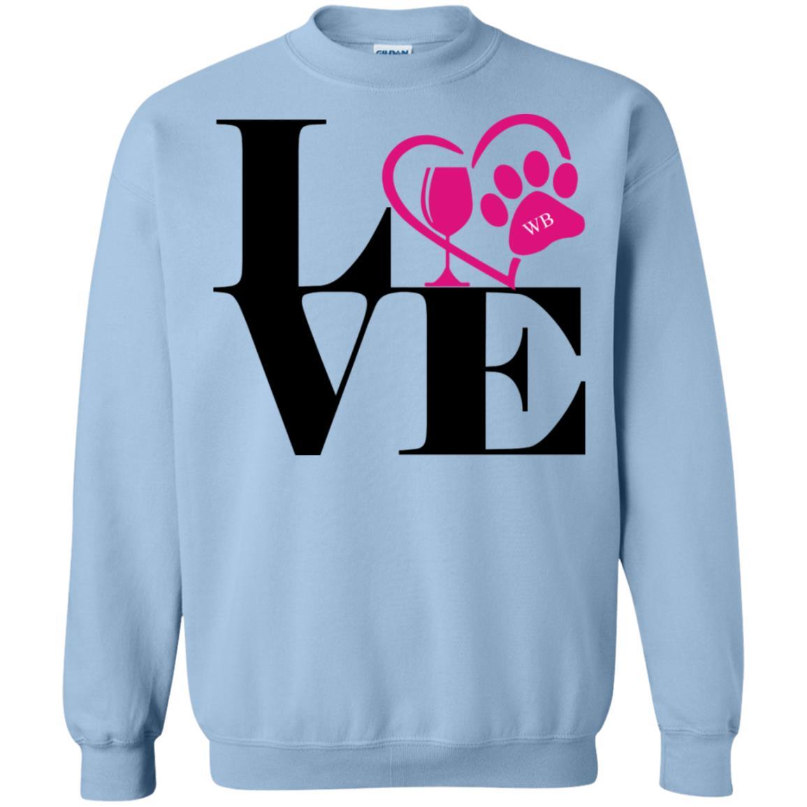 Sweatshirts Light Blue / S WineyBitches.Co "Love Paw 2" Crewneck Pullover Sweatshirt  8 oz. WineyBitchesCo