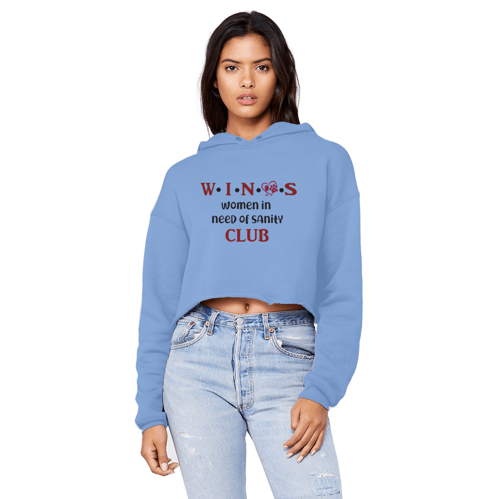 Sweatshirts Light Blue / XS WineyBitches.Co Winos Club Unisex Cropped Raw Edge Boyfriend Hoodie WineyBitchesCo