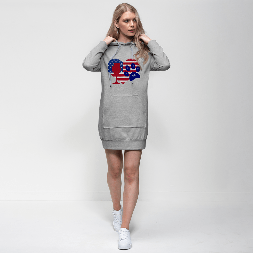 Sweatshirts Light Grey / XS WineyBitches.Co American Wine Heart Paw Premium Adult Hoodie Dress WineyBitchesCo