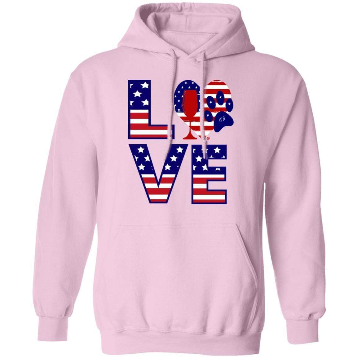 Sweatshirts Light Pink / S Winey Bitches Co "American Love Paw" Pullover Hoodie 8 oz. WineyBitchesCo