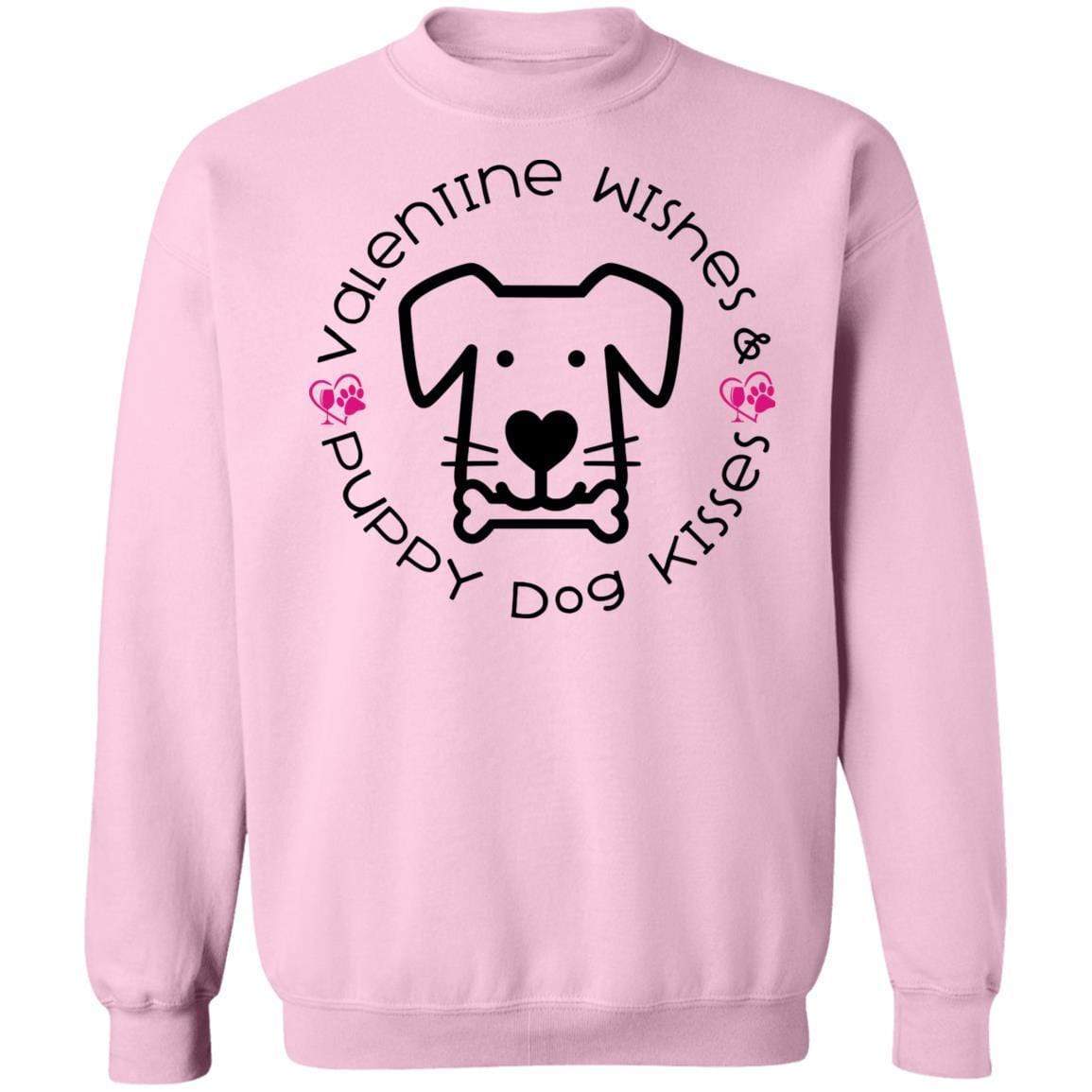 Sweatshirts Light Pink / S Winey Bitches Co Crewneck 'Valentine Wishes and Puppy Dog Kisses" (Dog) Pullover Sweatshirt  8 oz. WineyBitchesCo