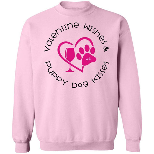 Sweatshirts Light Pink / S Winey Bitches Co Crewneck 'Valentine Wishes and Puppy Dog Kisses" (Heart) Pullover Sweatshirt  8 oz. WineyBitchesCo