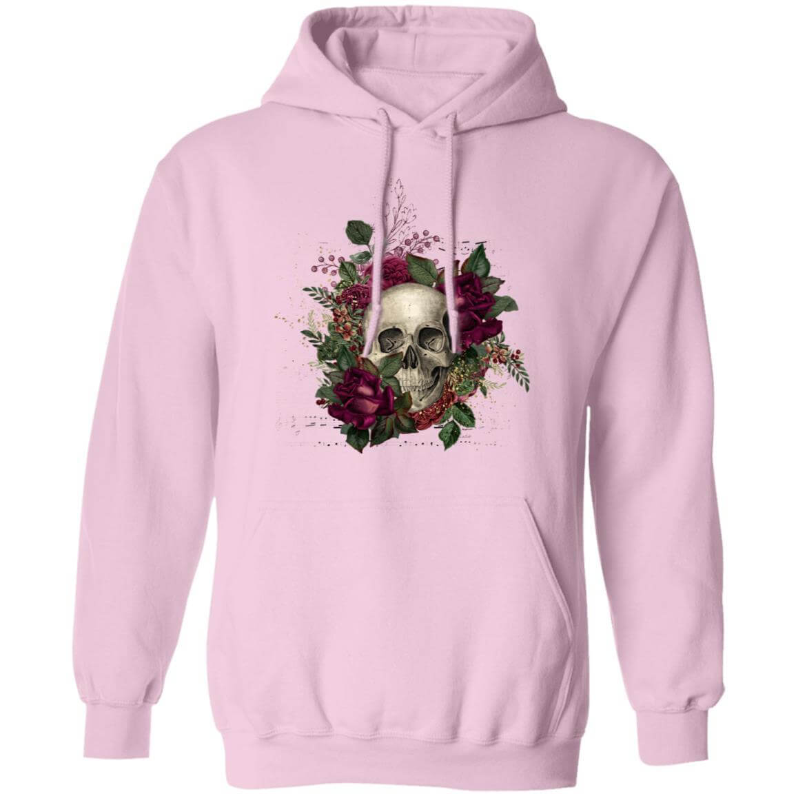Sweatshirts Light Pink / S Winey Bitches Co Floral Skull Design #2 Pullover Hoodie 8 oz. WineyBitchesCo