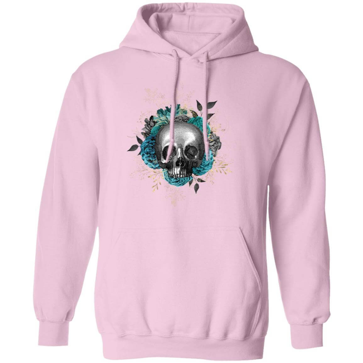 Sweatshirts Light Pink / S Winey Bitches Co Floral Skull Design #3 Pullover Hoodie 8 oz. WineyBitchesCo