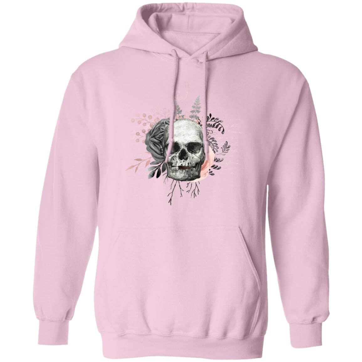 Sweatshirts Light Pink / S Winey Bitches Co Floral Skull Design #4 Pullover Hoodie 8 oz. WineyBitchesCo